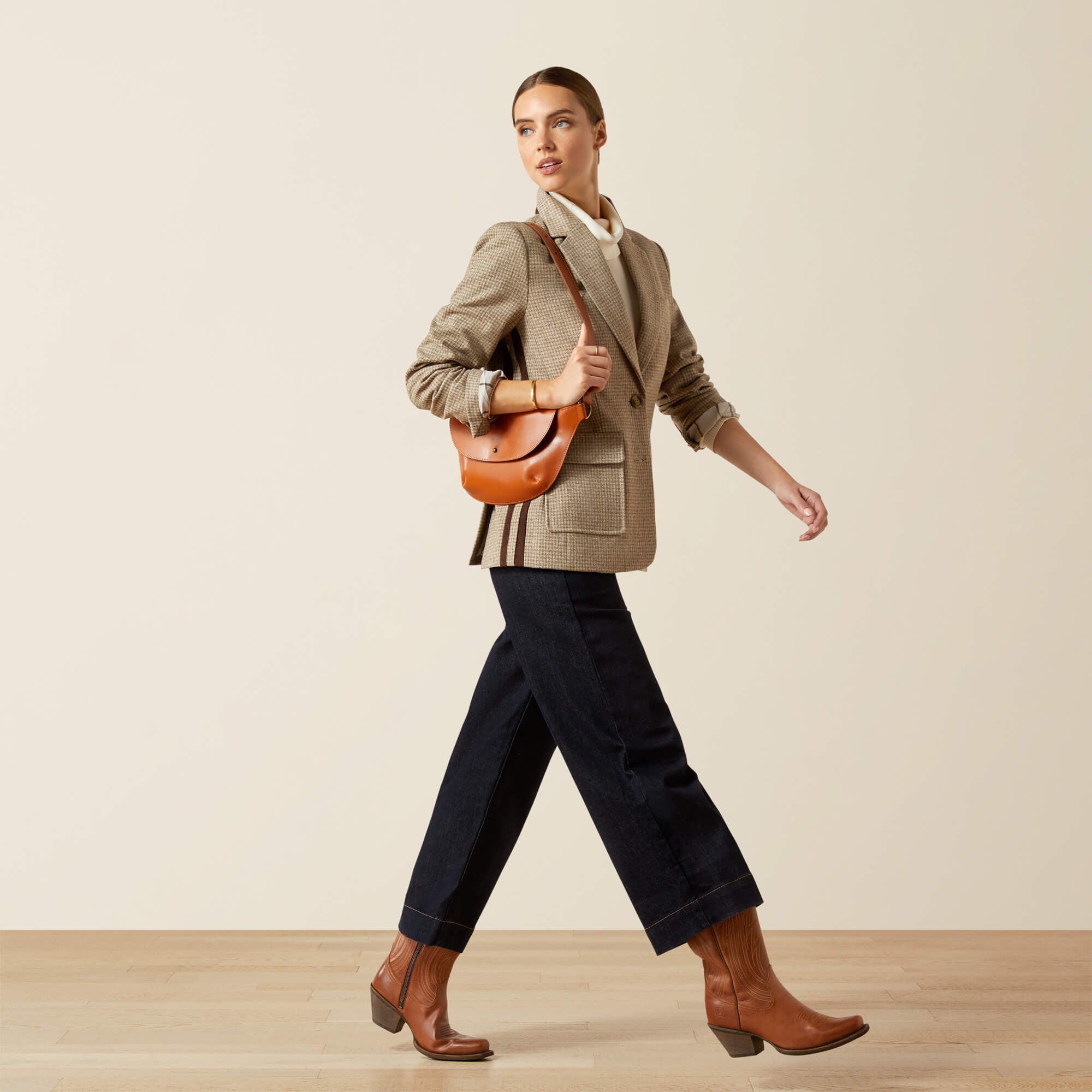 Beckfoot Blazer Women - CAMEL HOUNDSTOOTH