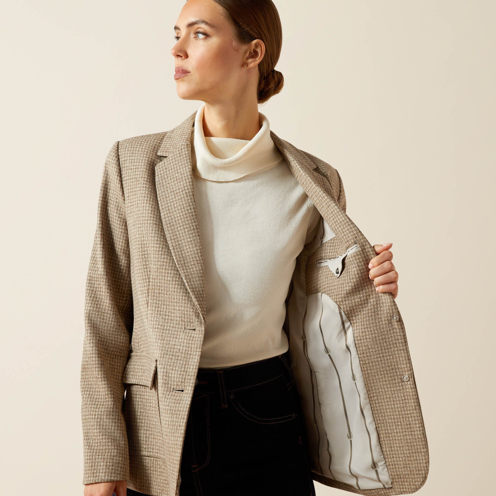 Beckfoot Blazer Women - CAMEL HOUNDSTOOTH