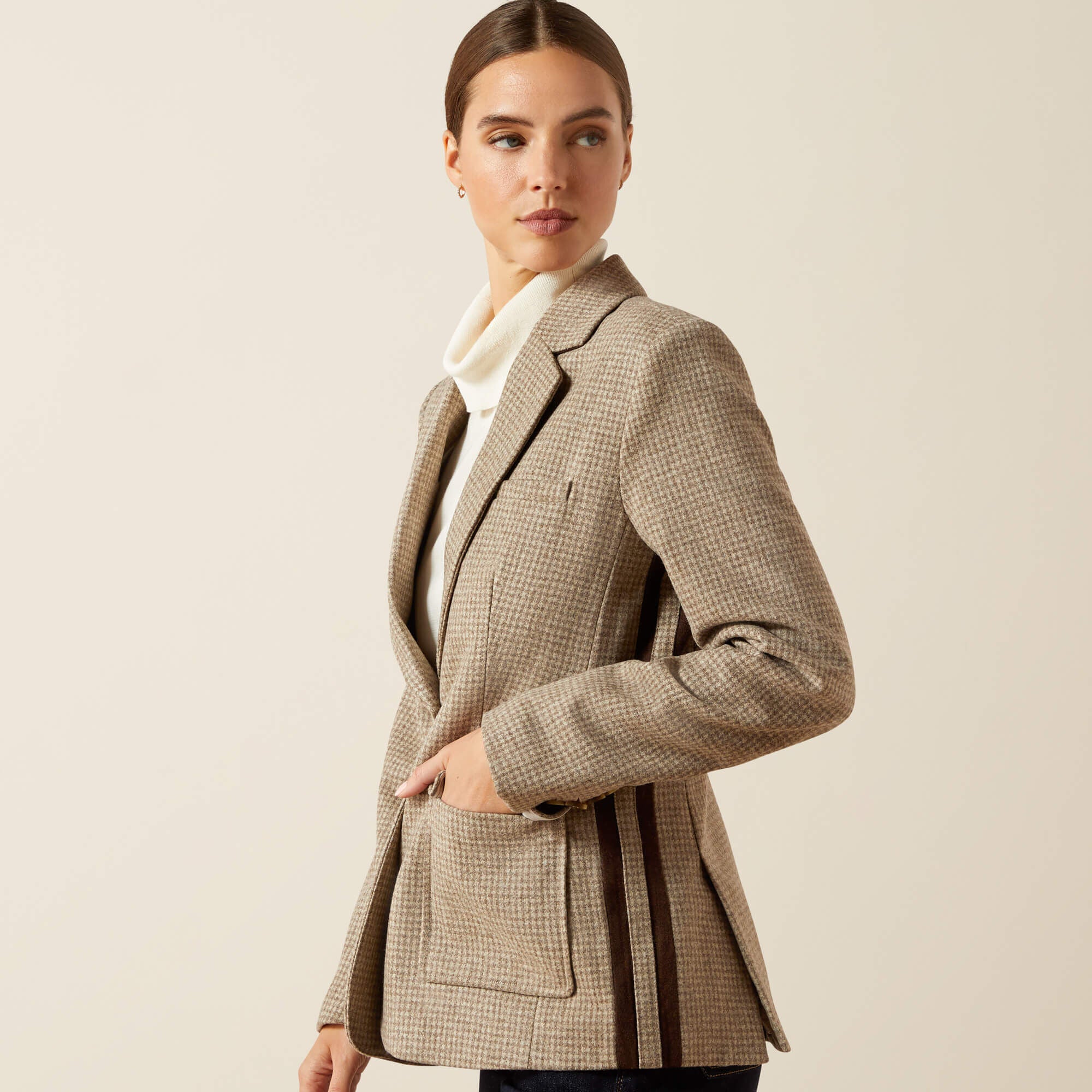 Beckfoot Blazer Women - CAMEL HOUNDSTOOTH