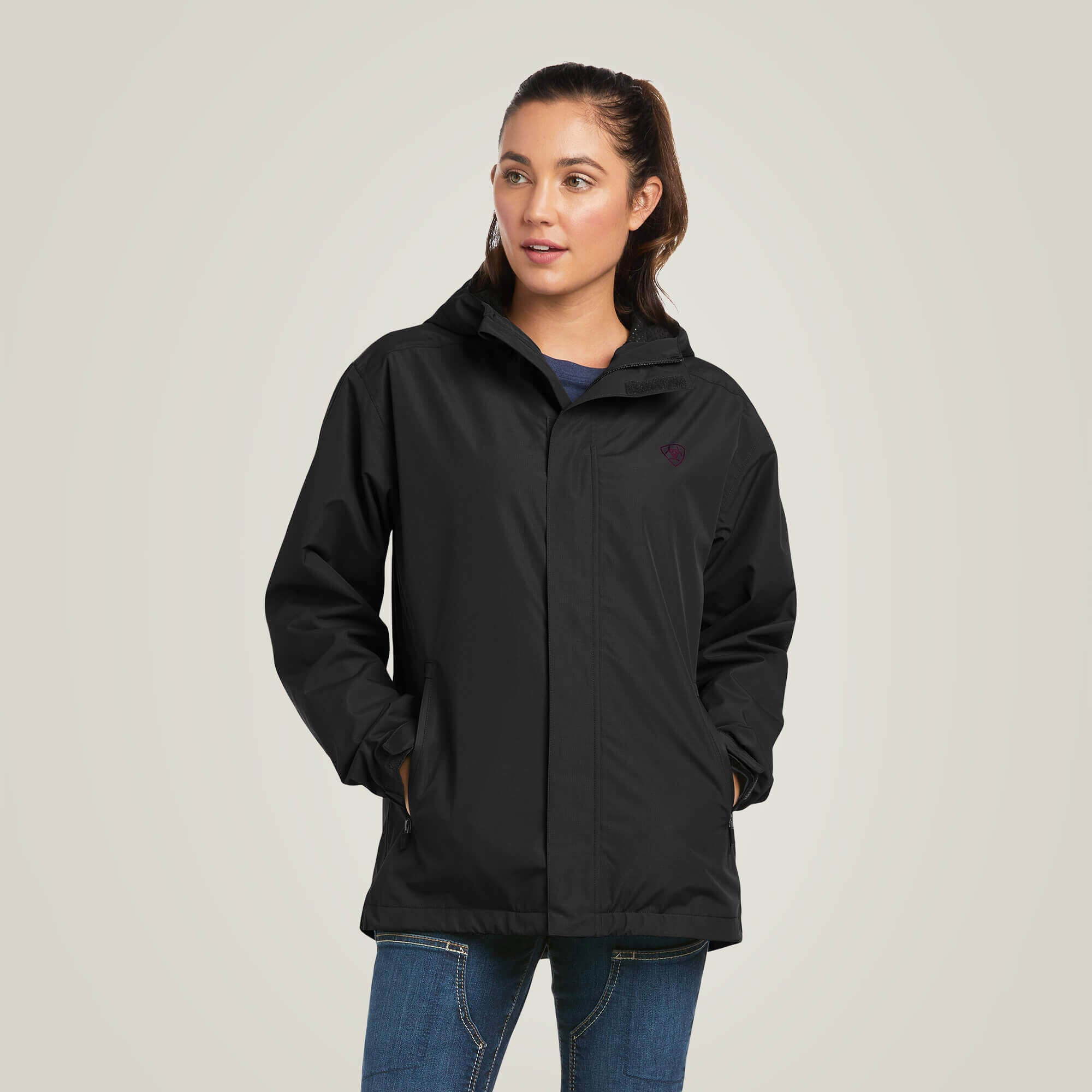 Rebar Stormshell Logo Waterproof Jacket Women - BLACK/PURPLE