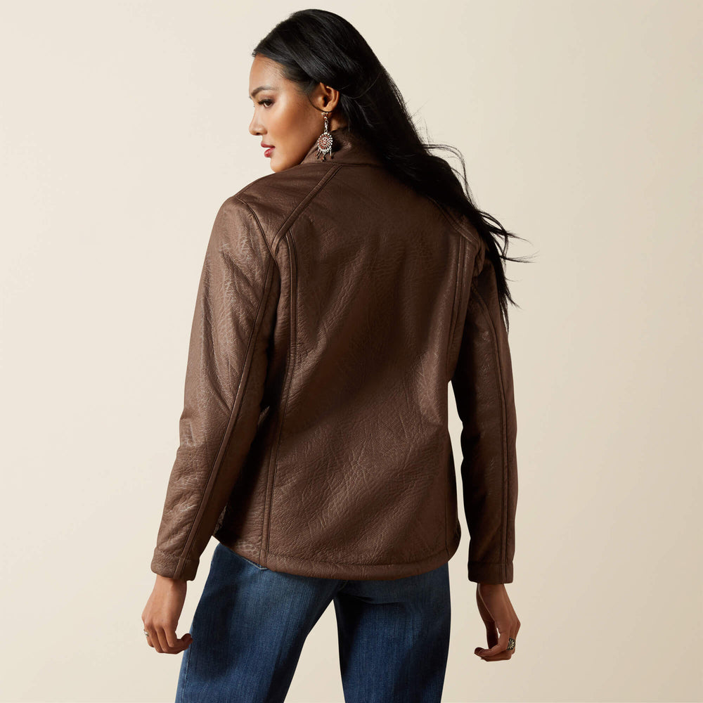 Ariat Logo Softshell Faux Leather Jacket Women - BROWN FAUX LEATHER