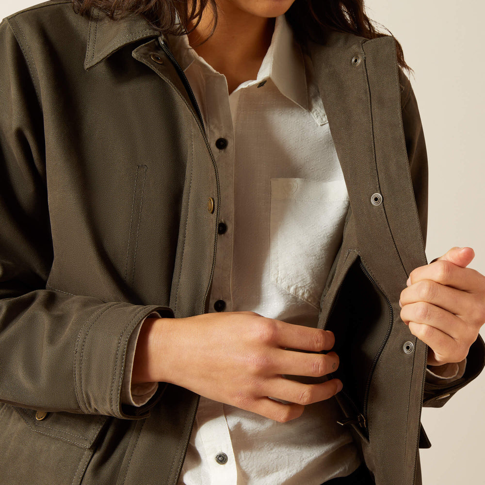 Western Canvas Chore Jacket Women - EARTH