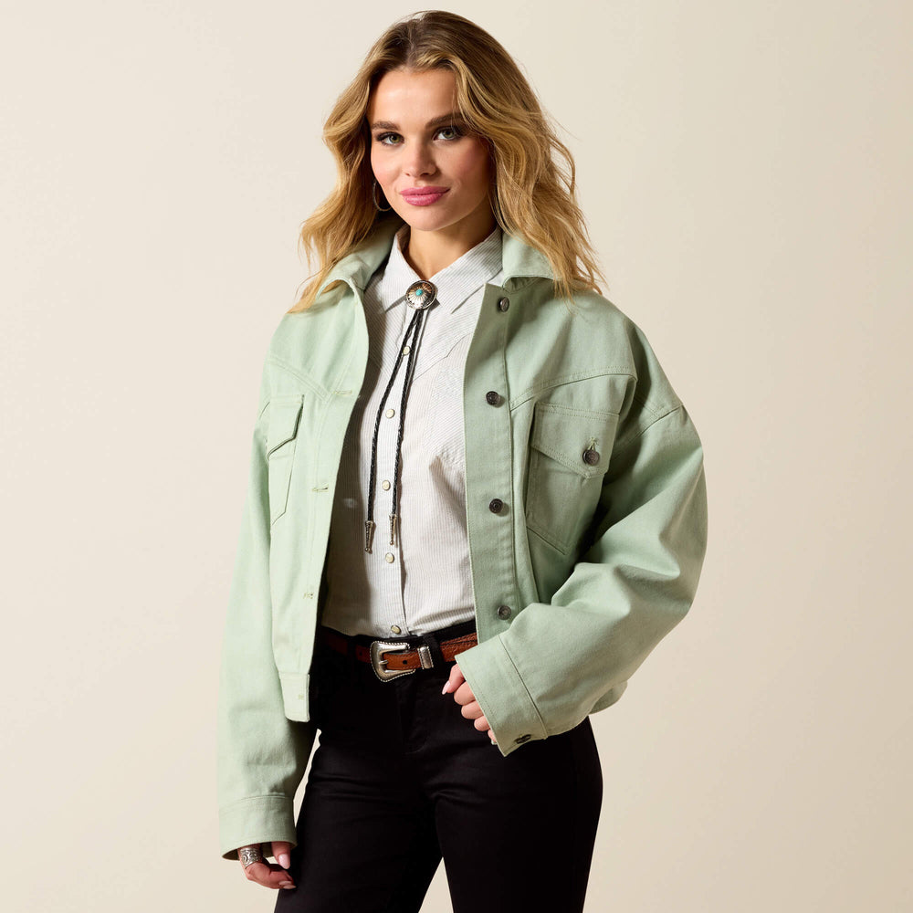 Solar Cotton Twill Jacket Women - SILT GREEN