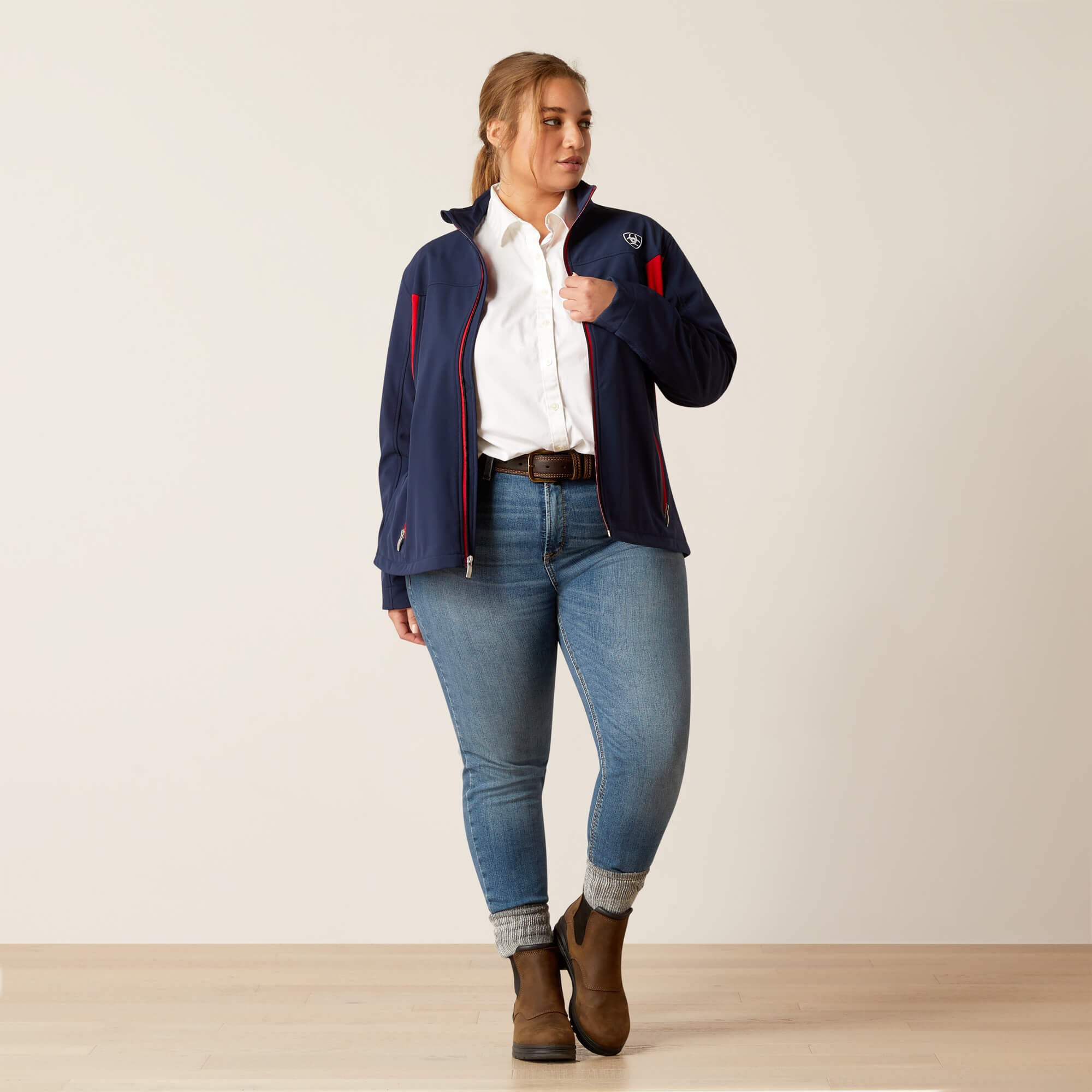 New Team Softshell Jacket Women - NAVY/RED