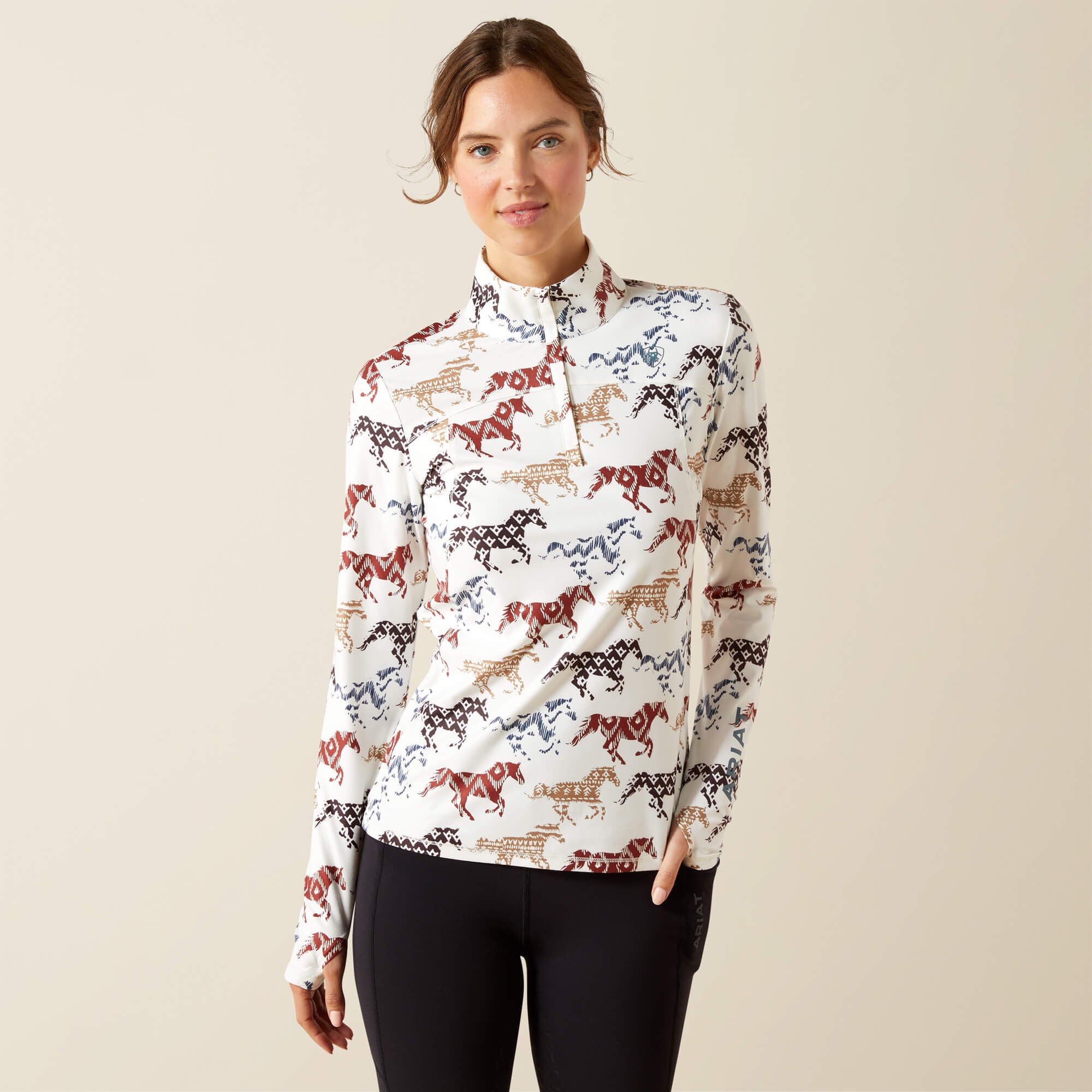 Lowell 3.0 1/4 Zip Baselayer Women - PAINTED PONIES PRINT