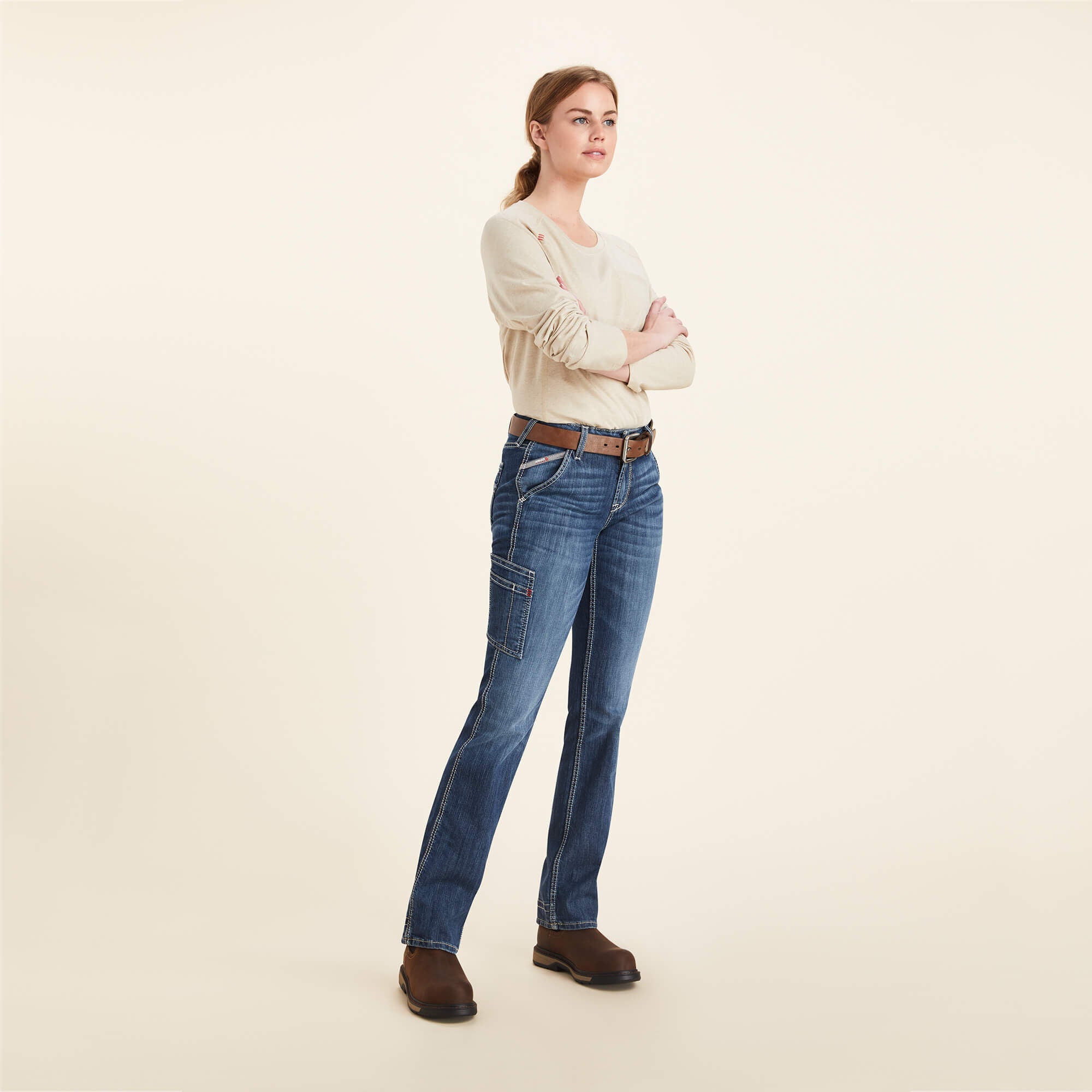 FR Perfect Rise DuraLight Stretch Cell Phone Pocket Straight Jean Women - LAZULI