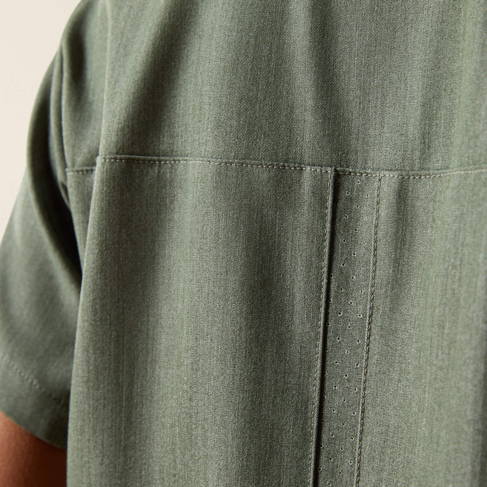 Beth Basic Scrub Top Women - OLIVE HEATHER