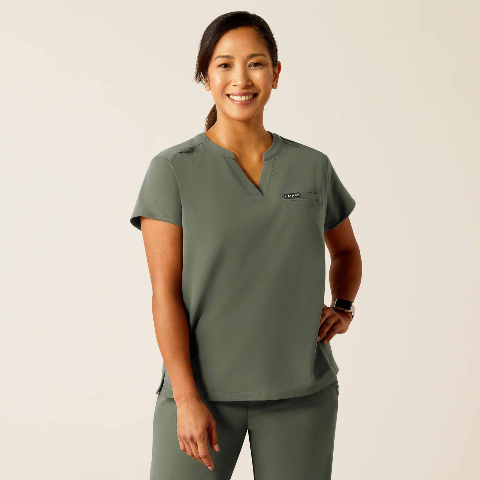 Eliza Fashion Scrub Top Women - OLIVE HEATHER