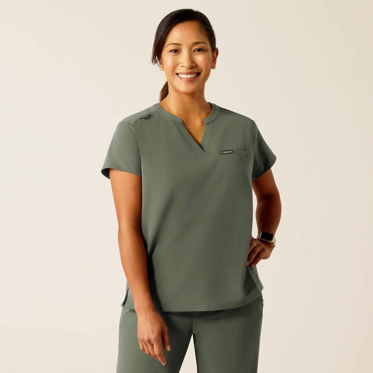 Eliza Fashion Scrub Top Women - OLIVE HEATHER
