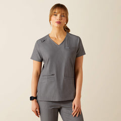 Clara 6 Pocket Scrub Top Women - CHARCOAL GREY