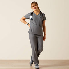 Clara 6 Pocket Scrub Top Women - CHARCOAL GREY