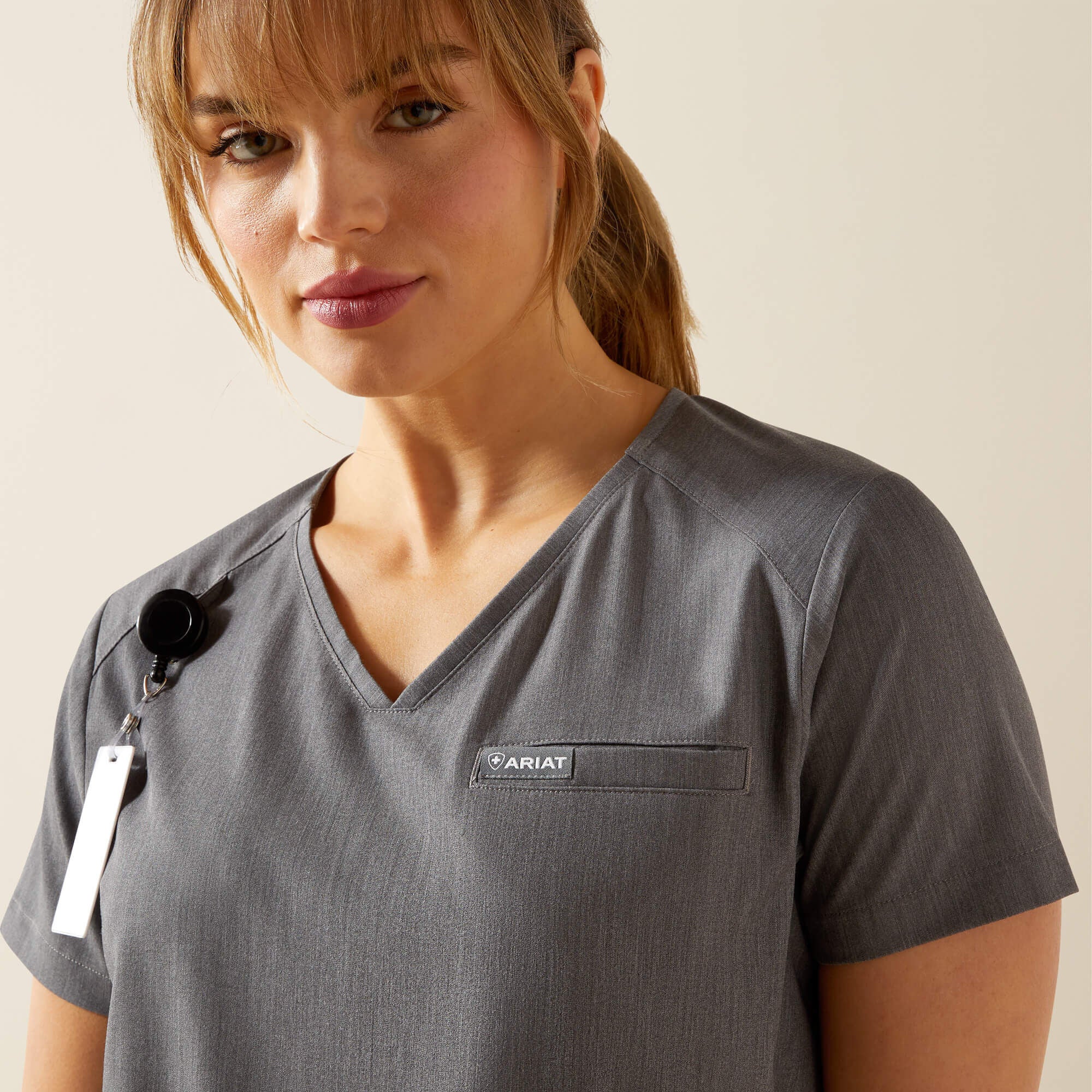 Clara 6 Pocket Scrub Top Women - CHARCOAL GREY