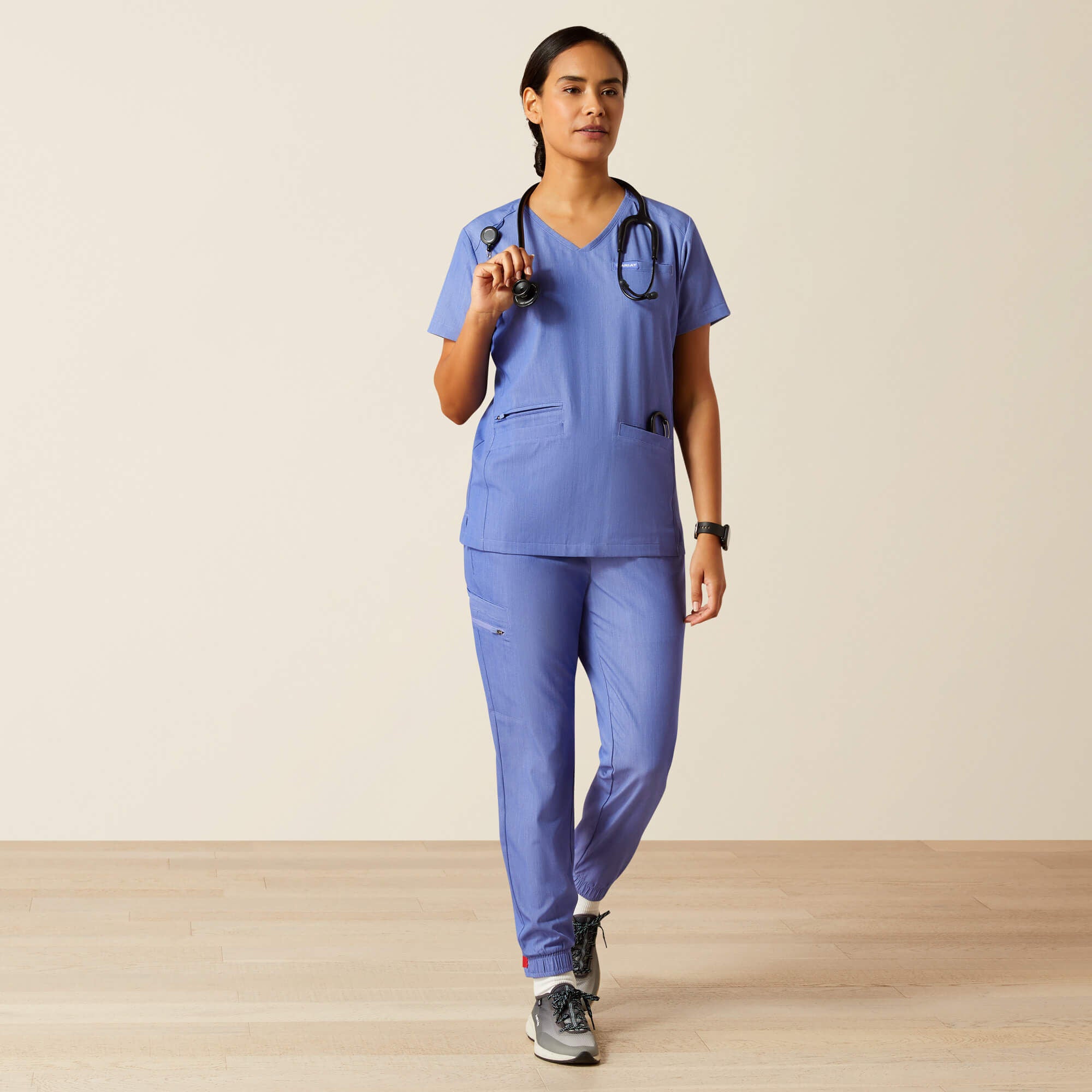 Clara 6 Pocket Scrub Top Women - CORNFLOWER BLUE