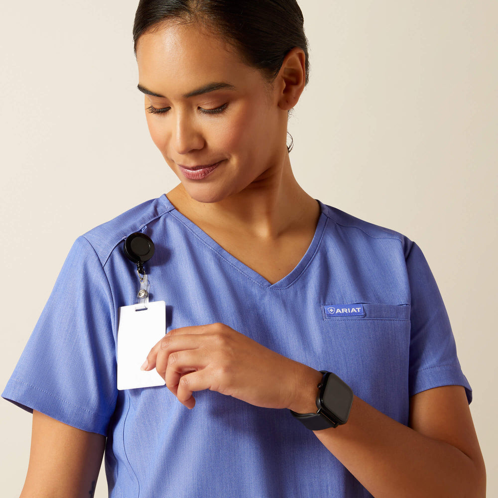 Clara 6 Pocket Scrub Top Women - CORNFLOWER BLUE