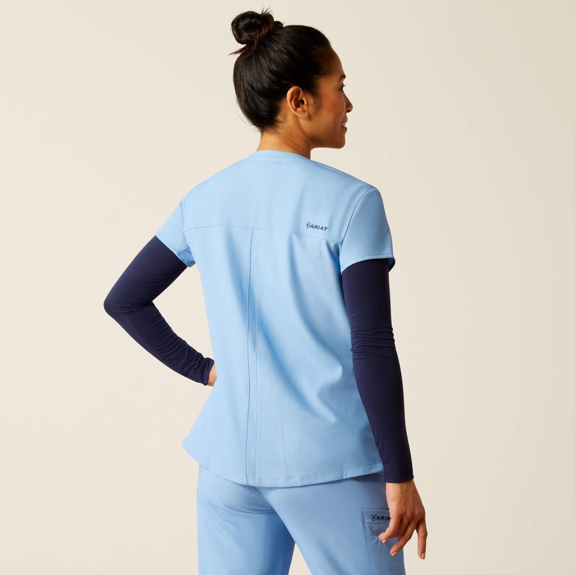 Eliza Fashion Scrub Top Women - LIGHT BLUE HEATHER