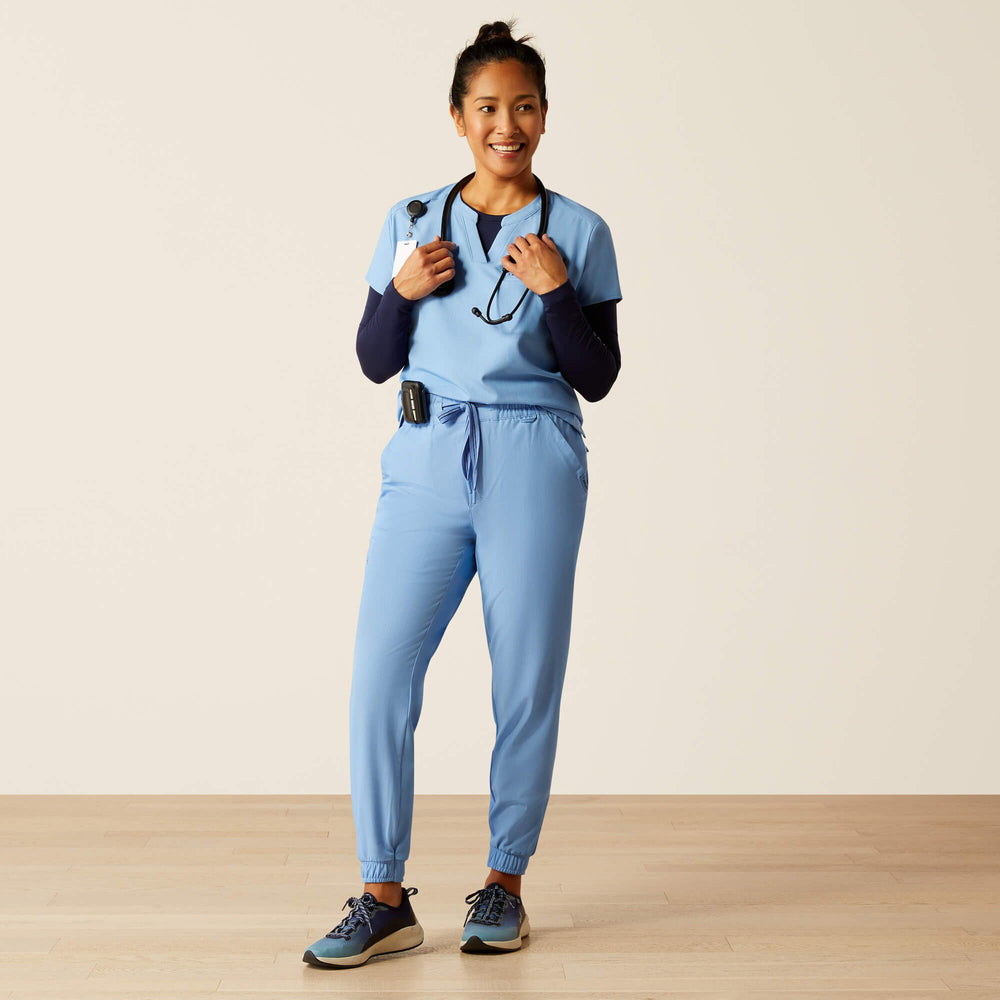 Eliza Fashion Scrub Top Women - LIGHT BLUE HEATHER
