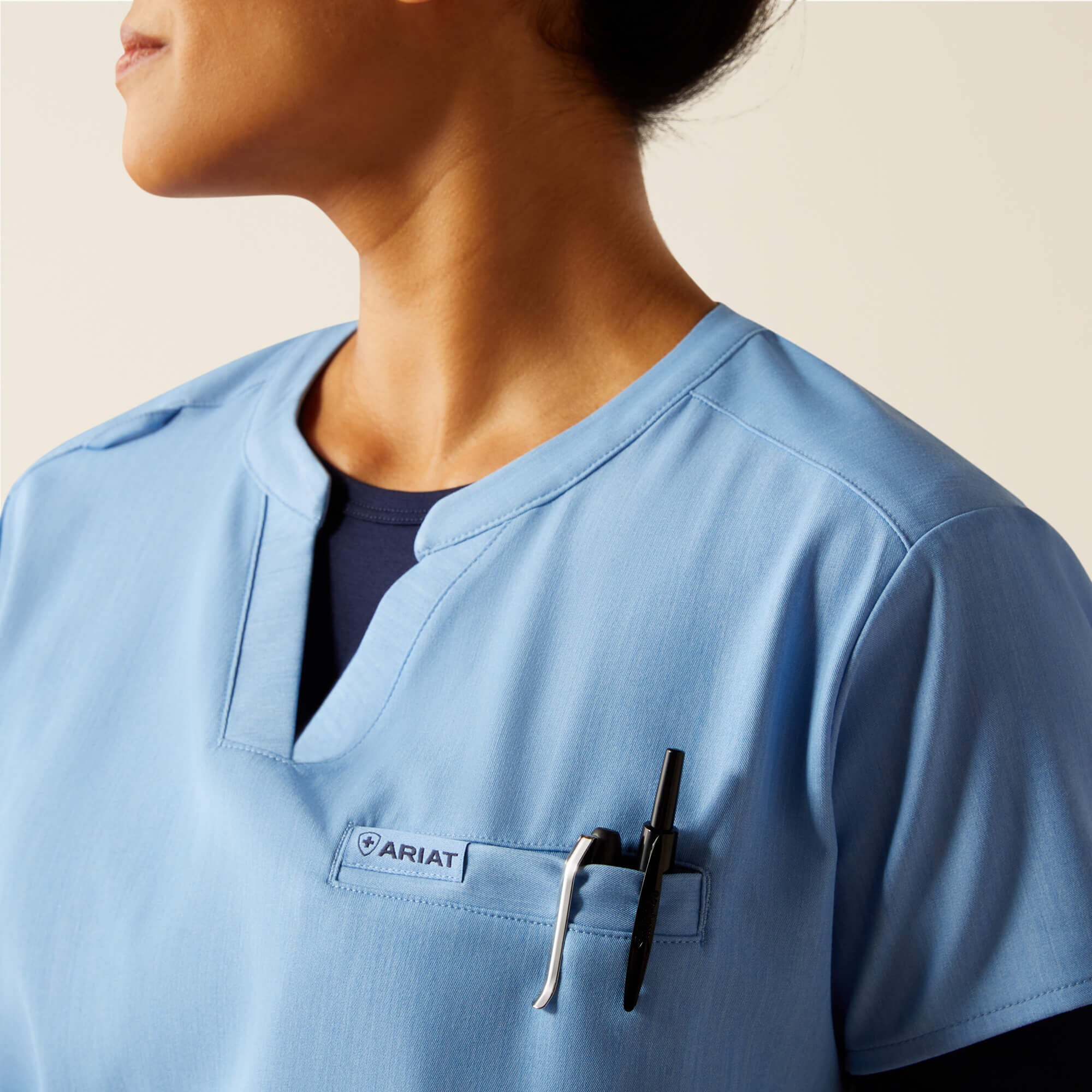 Eliza Fashion Scrub Top Women - LIGHT BLUE HEATHER