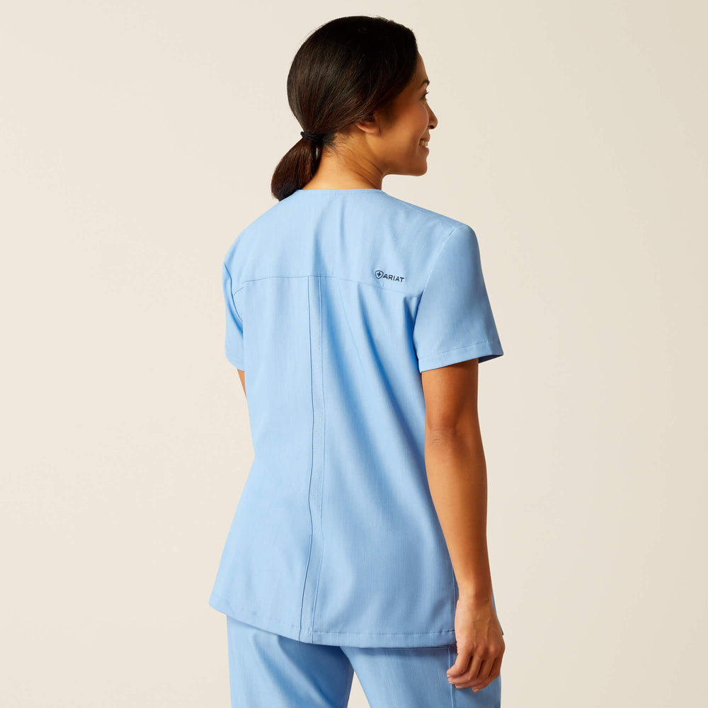 Clara 6 Pocket Scrub Top Women - LIGHT BLUE HEATHER
