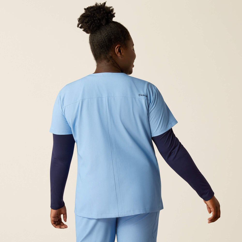 Clara 6 Pocket Scrub Top Women - LIGHT BLUE HEATHER