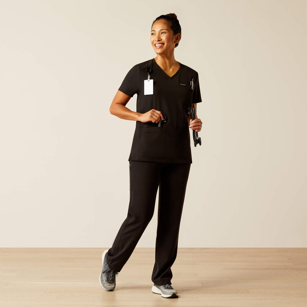 Clara 6 Pocket Scrub Top Women - BLACK