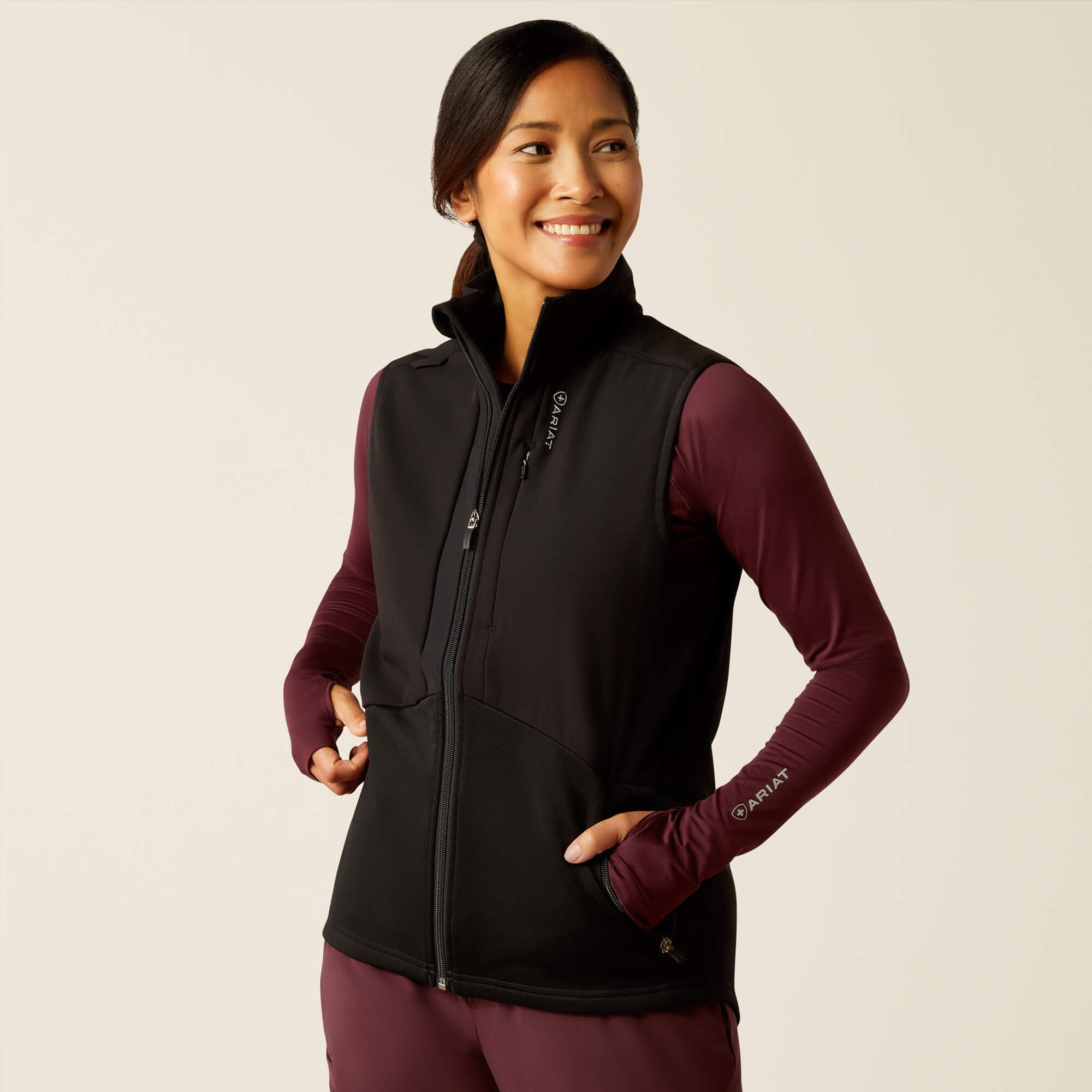 Sina Fleece Scrub Vest Women - BLACK