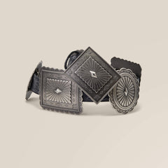 Oval and Rectangle Concho Belt Women - BLACK
