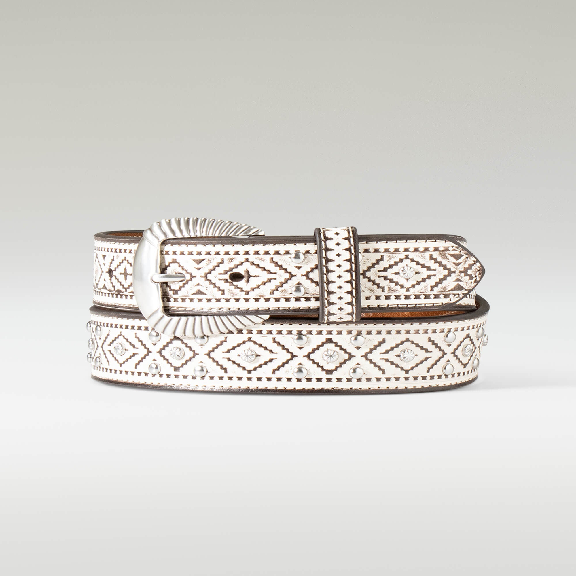 Southwest Stud Belt Women - WHITE