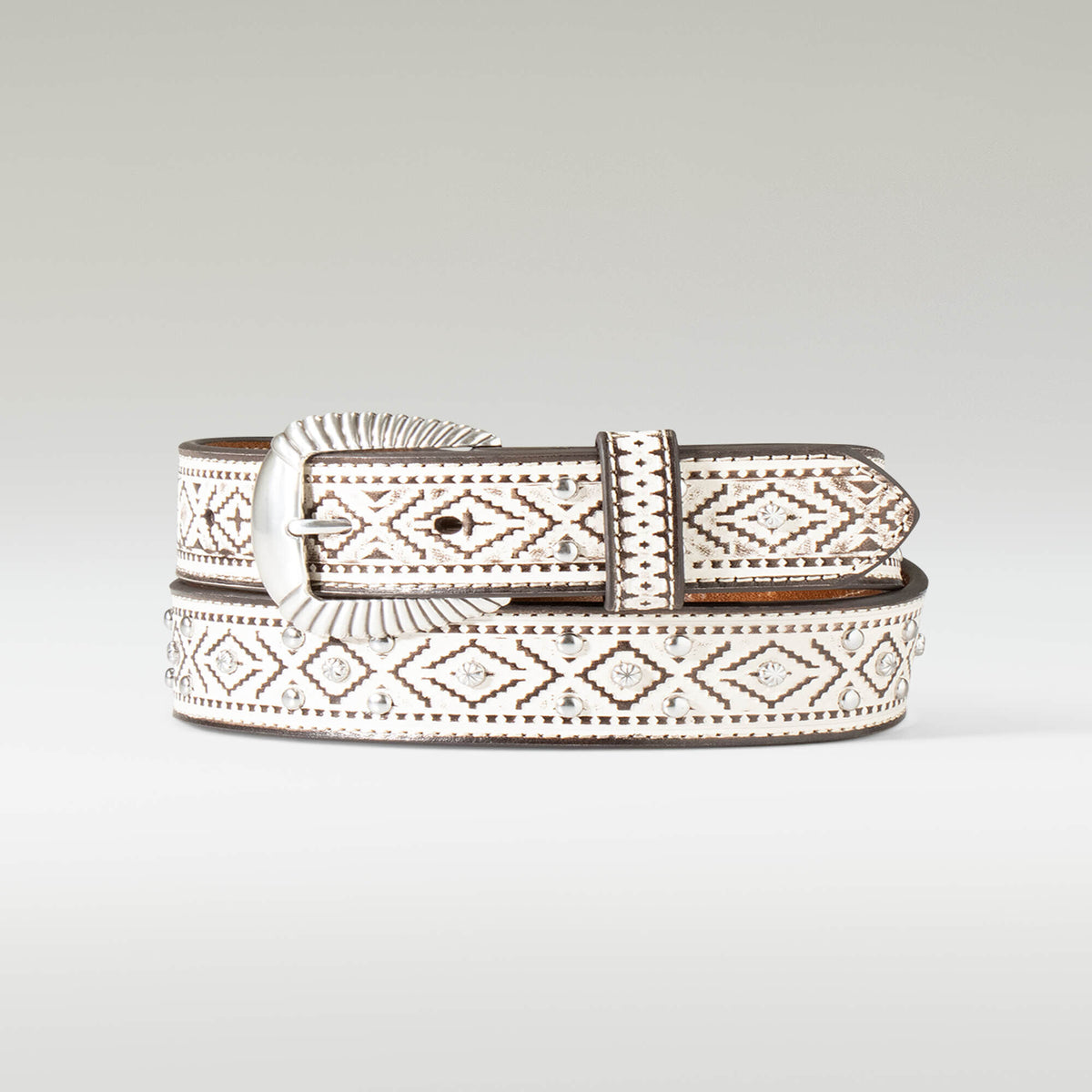 Southwest Stud Belt Women - WHITE