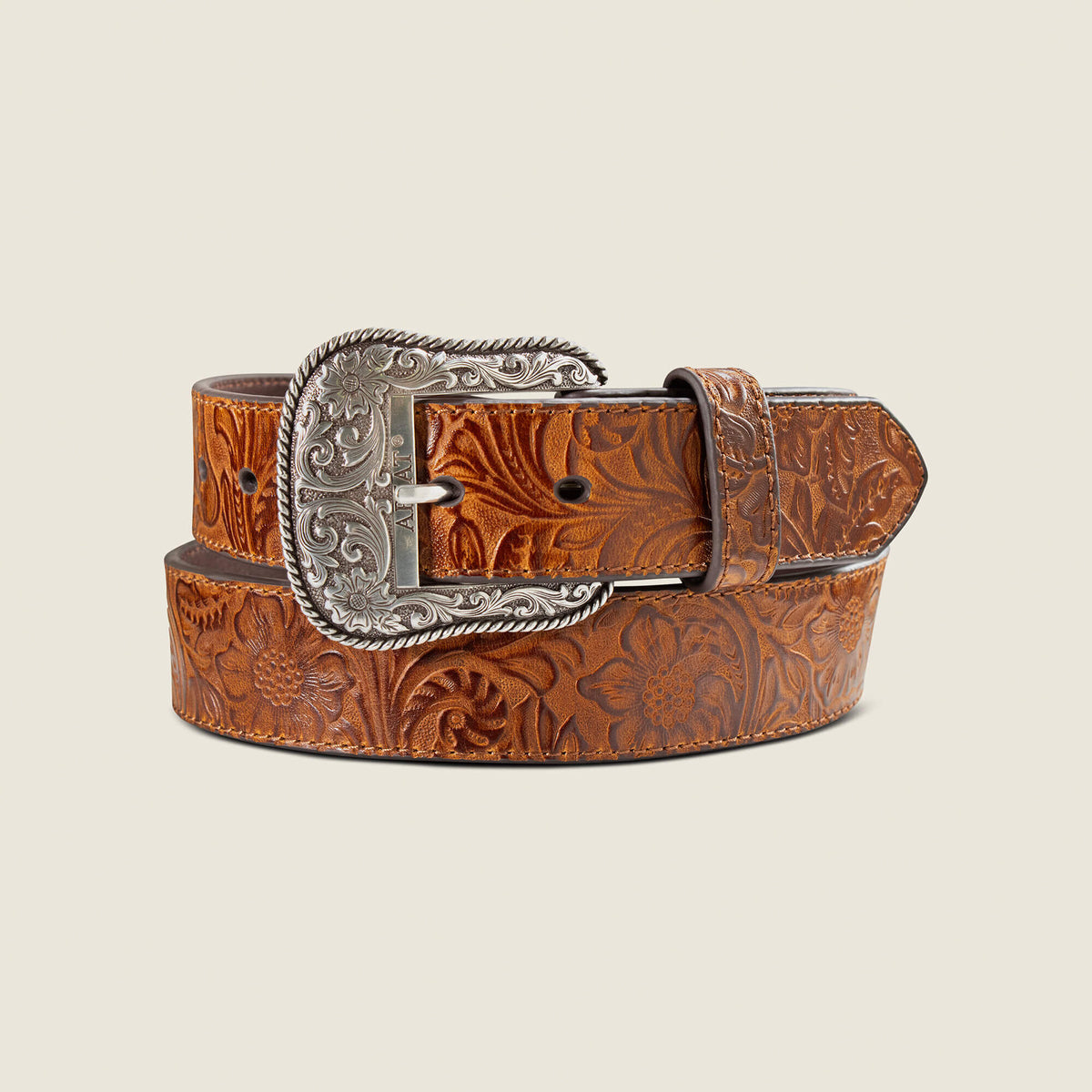 Floral Embossed Rope Belt Women - BROWN