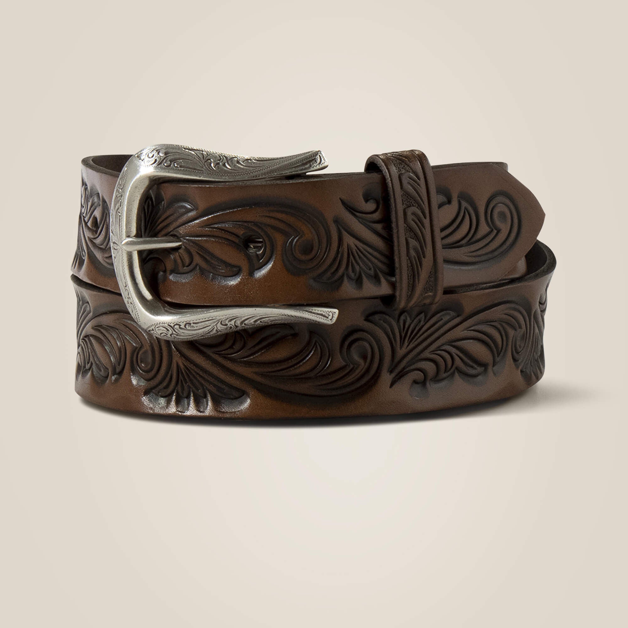 Filigree embossed belt Women - BROWN