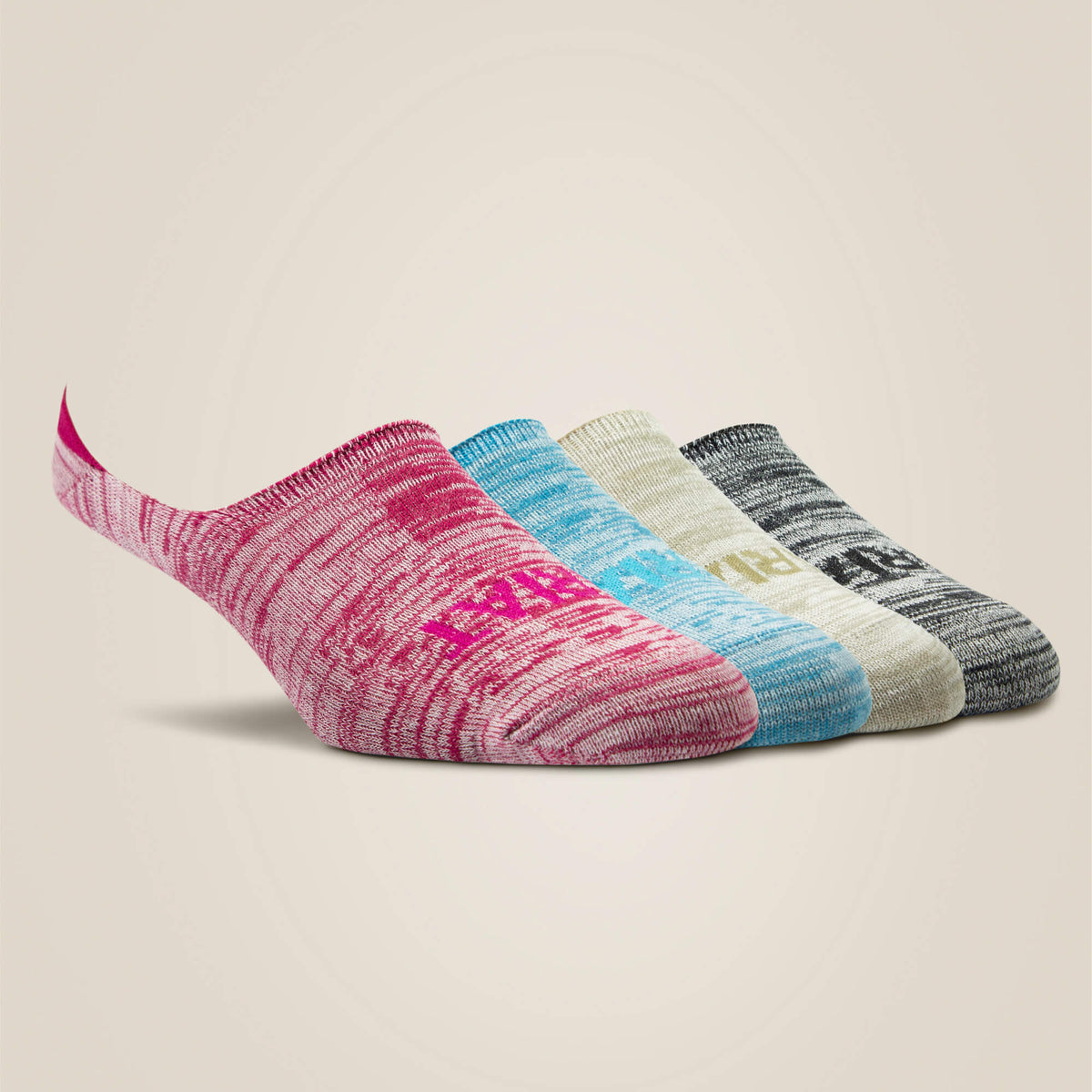 No Slip No Show Sock 4 Pair Multi Color Pack Women - HEATHERED RAINBOW