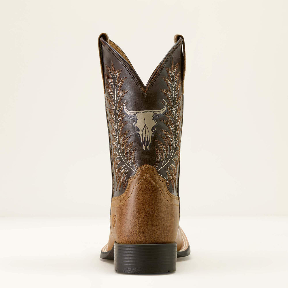 Stampede Wide Square Toe Western Boot Kids - DESERT BROWN/THUNDER BROWN