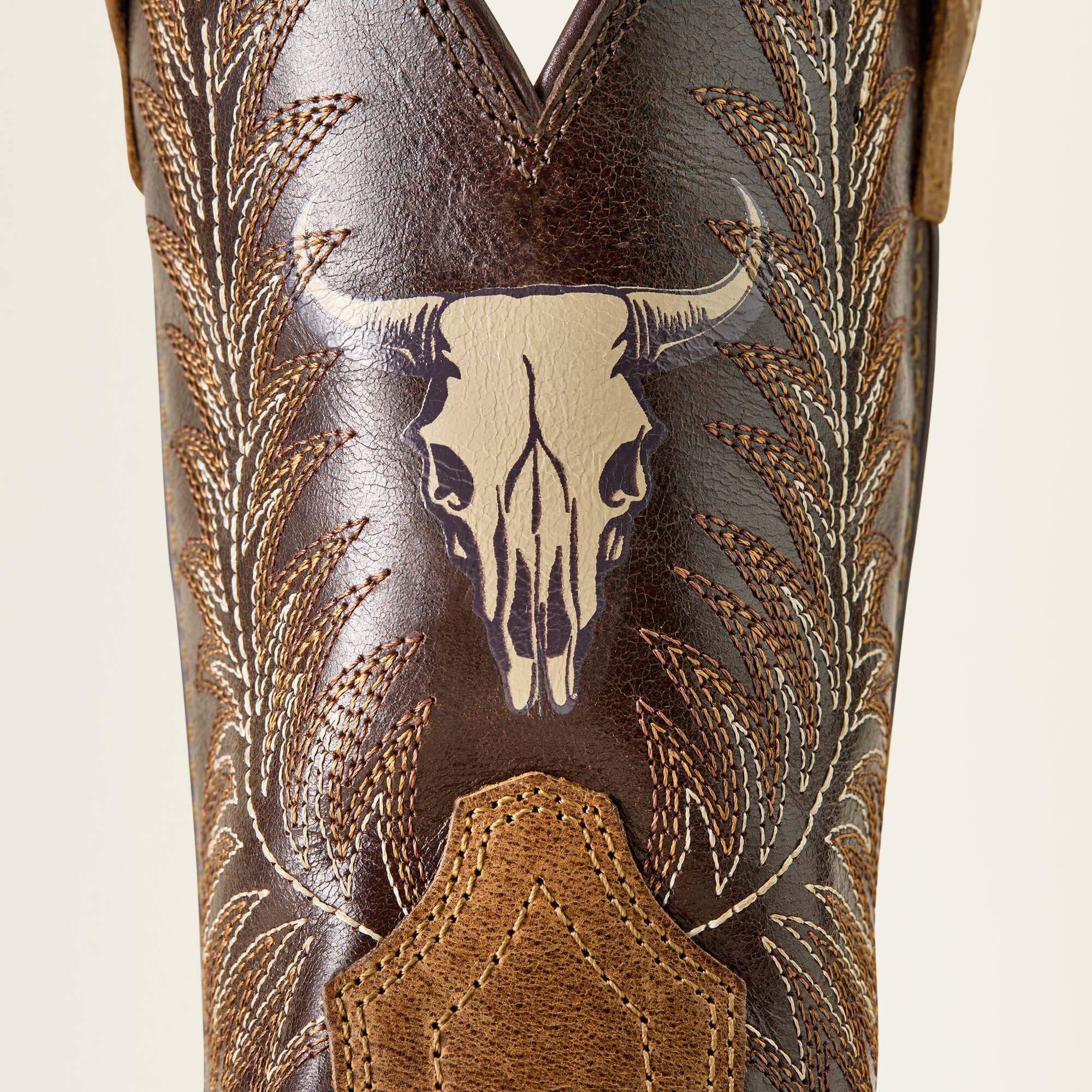 Stampede Wide Square Toe Western Boot Kids - DESERT BROWN/THUNDER BROWN
