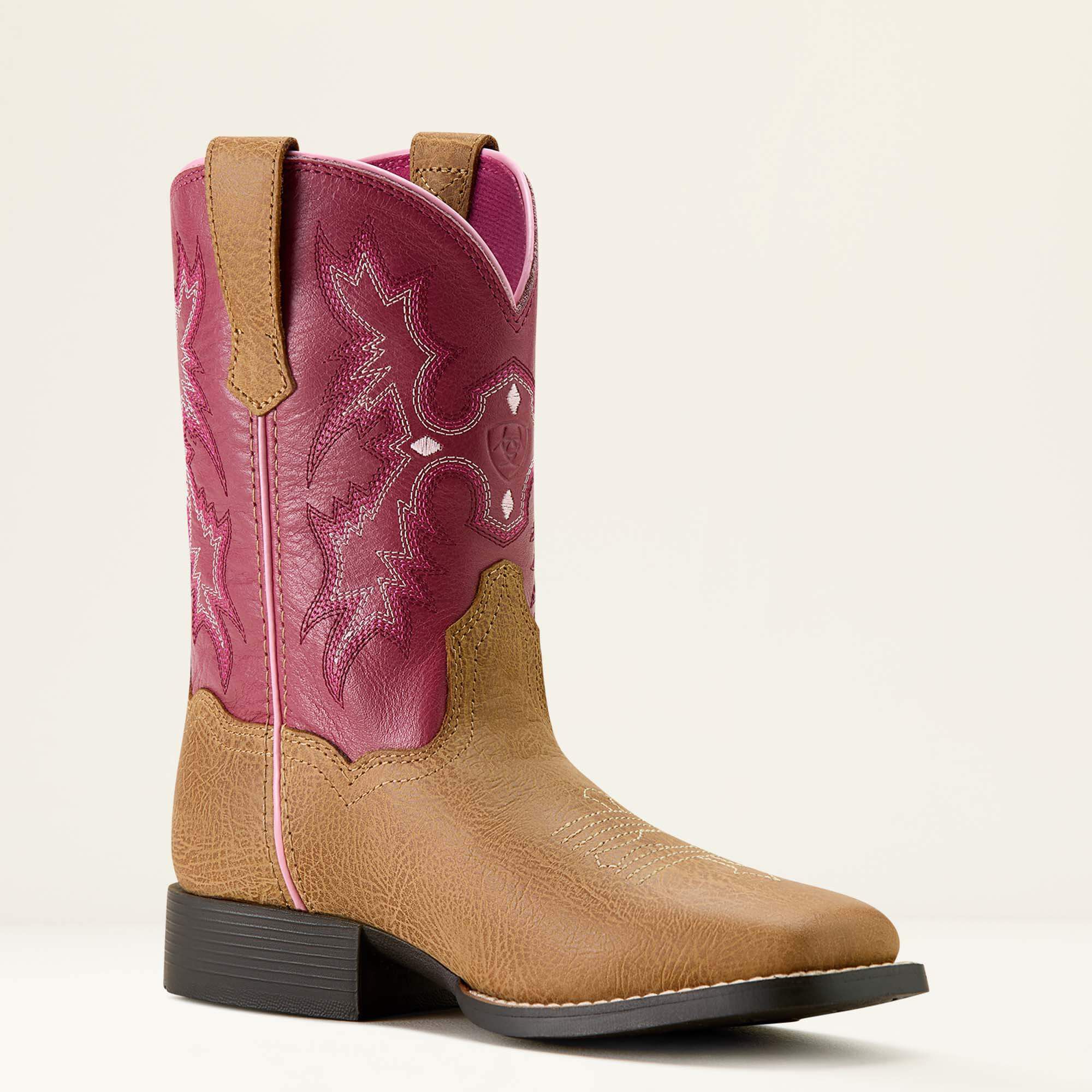 Tombstone Wide Square Toe Western Boot Kids - COTTAGE/ROSEBUD