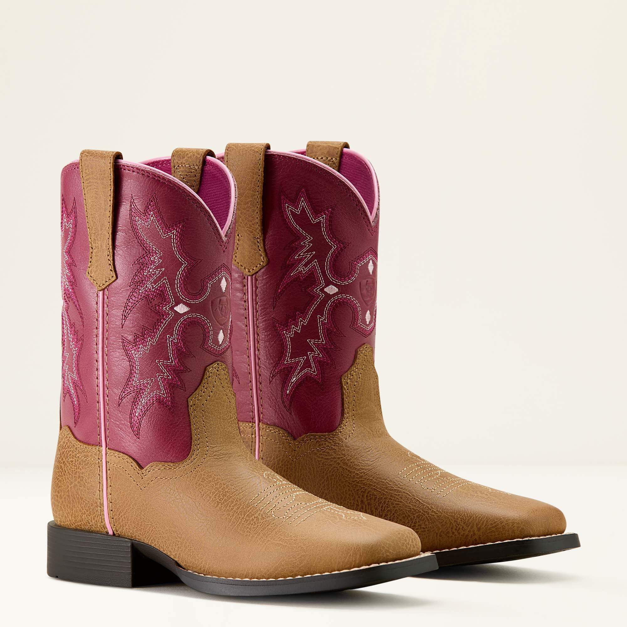 Tombstone Wide Square Toe Western Boot Kids - COTTAGE/ROSEBUD