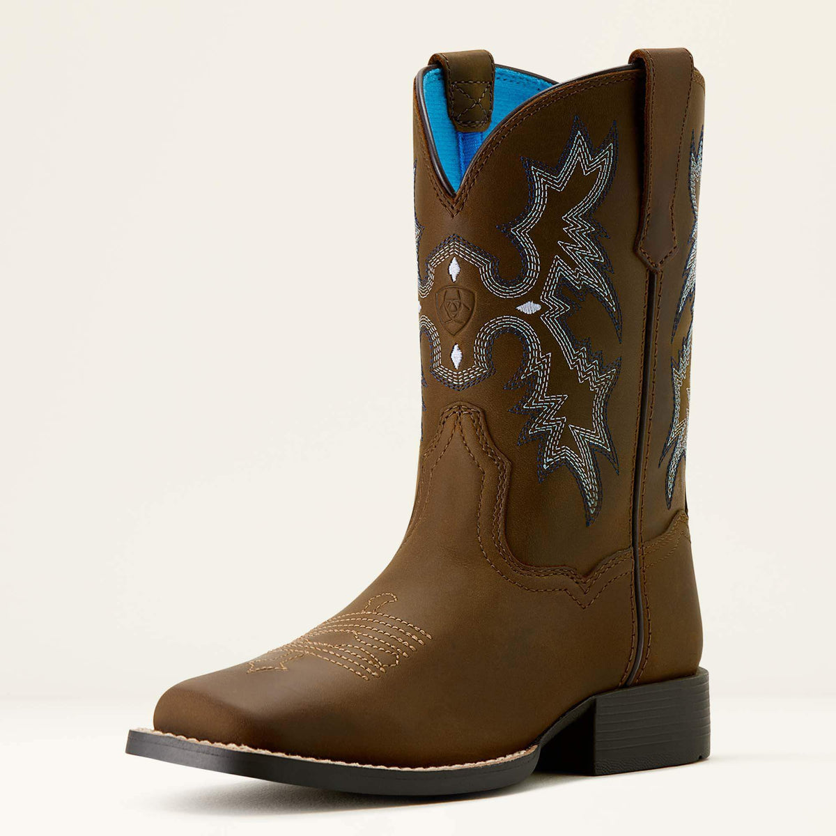 Tombstone Wide Square Toe Western Boot Kids - DISTRESSED BROWN