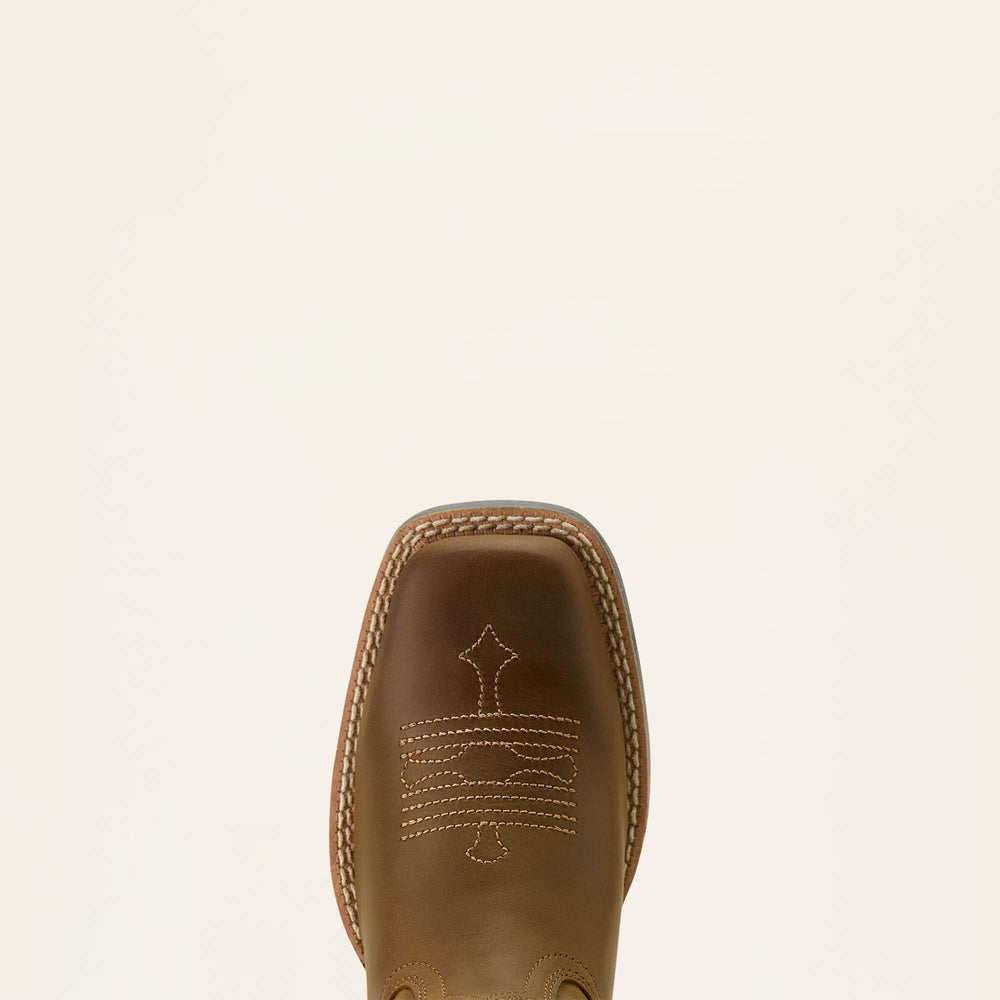 Tombstone Wide Square Toe Western Boot Kids - DISTRESSED BROWN
