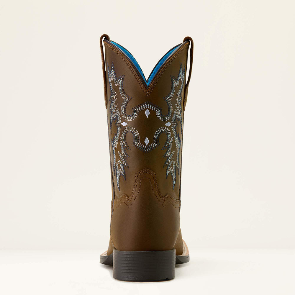 Tombstone Wide Square Toe Western Boot Kids - DISTRESSED BROWN
