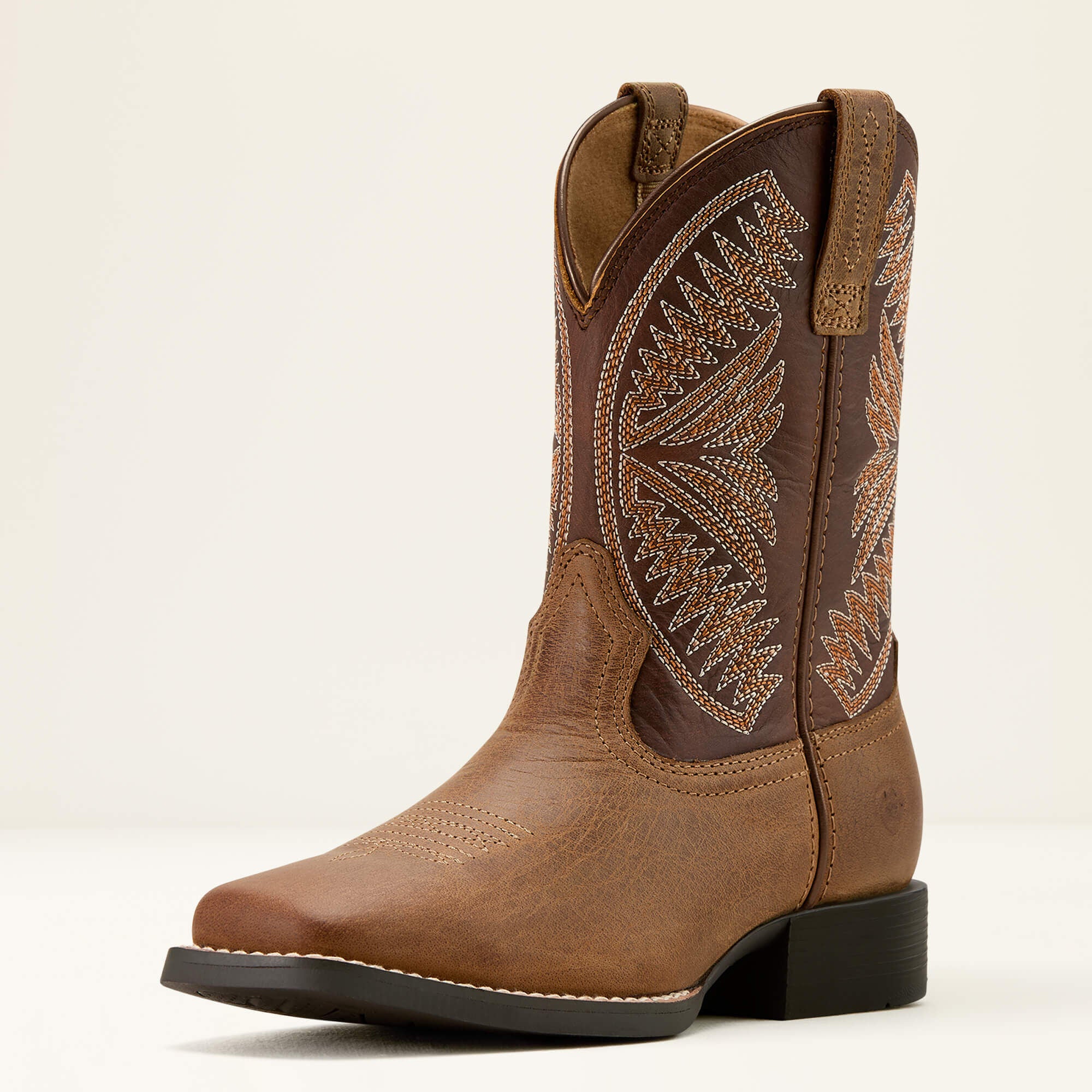 Ruidoso Western Boot Kids - PEARL/CHOCOLATE BROWN
