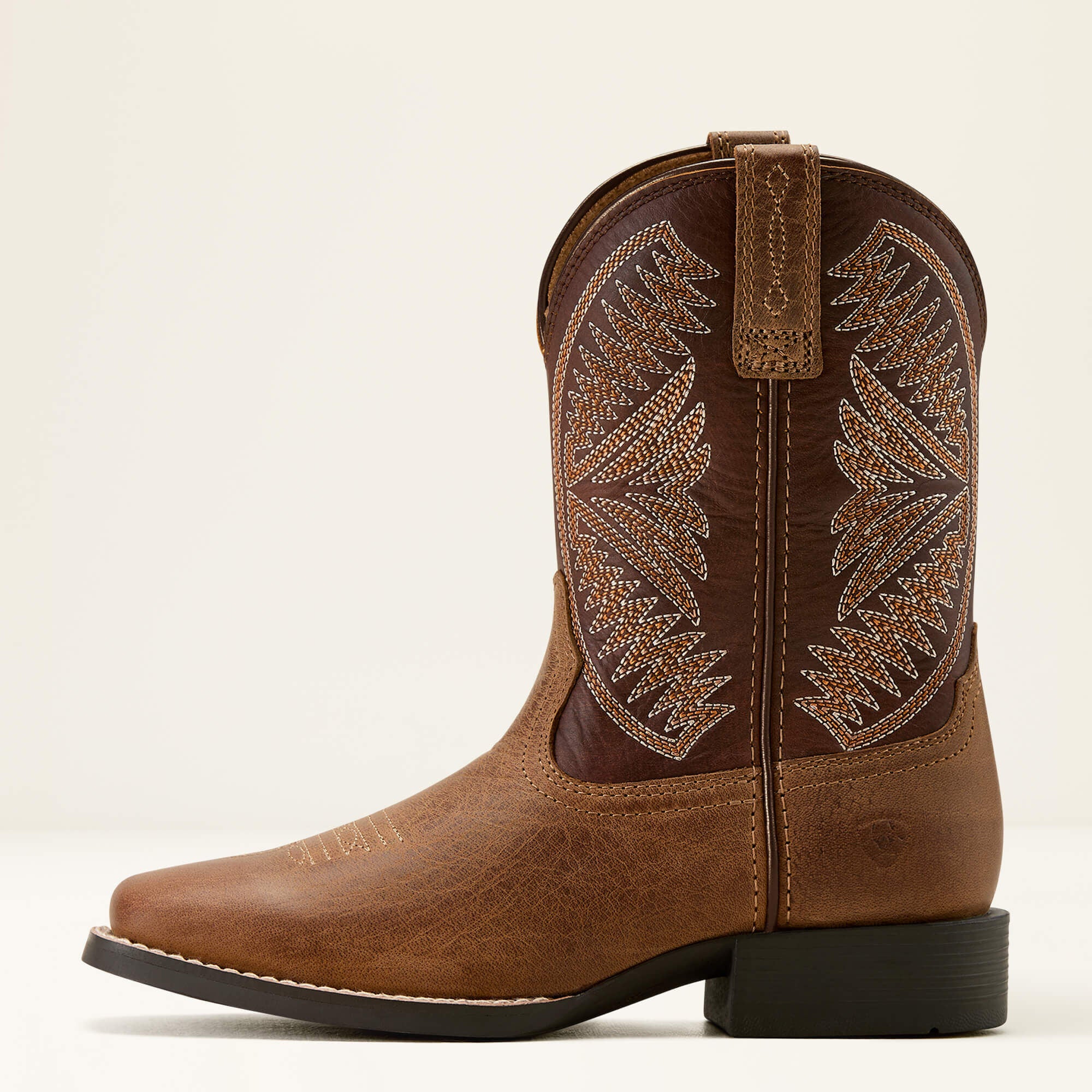 Ruidoso Western Boot Kids - PEARL/CHOCOLATE BROWN