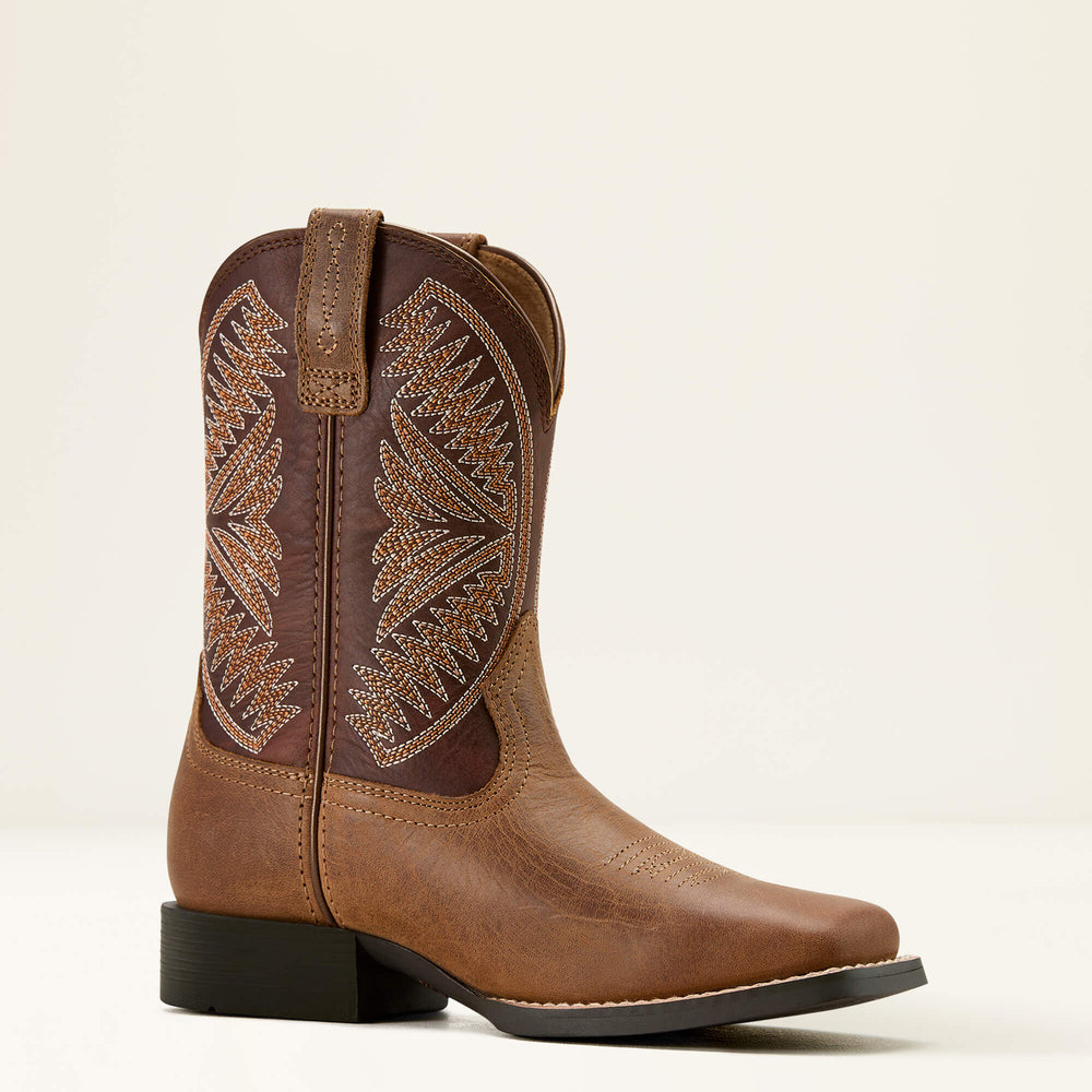 Ruidoso Western Boot Kids - PEARL/CHOCOLATE BROWN