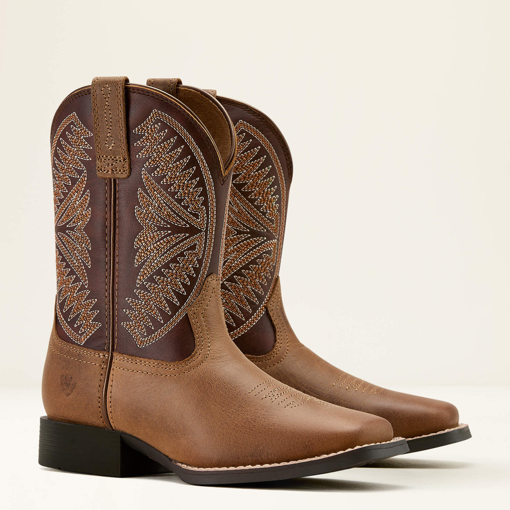 Ruidoso Western Boot Kids - PEARL/CHOCOLATE BROWN