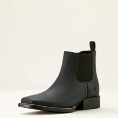 Booker Chelsea Wide Square Toe Western Boot Kids - TRICORN BLACK