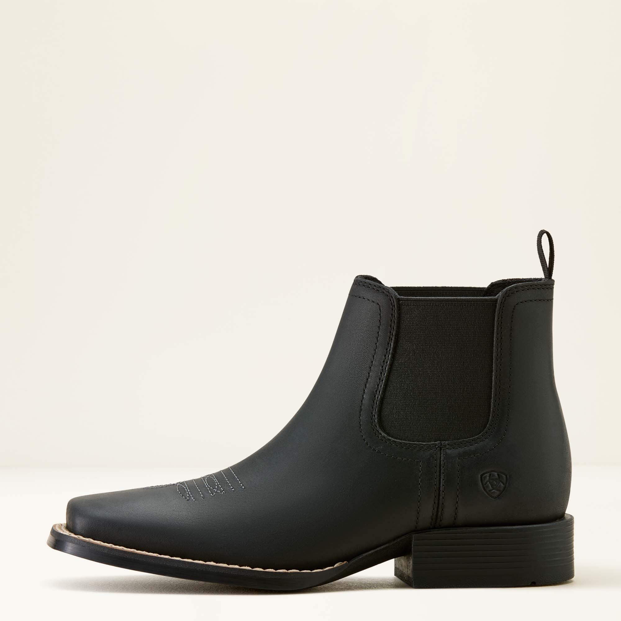 Booker Chelsea Wide Square Toe Western Boot Kids - TRICORN BLACK