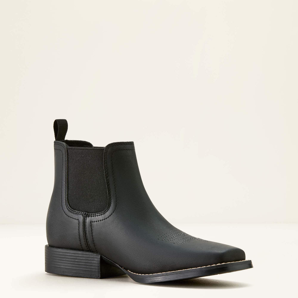 Booker Chelsea Wide Square Toe Western Boot Kids - TRICORN BLACK
