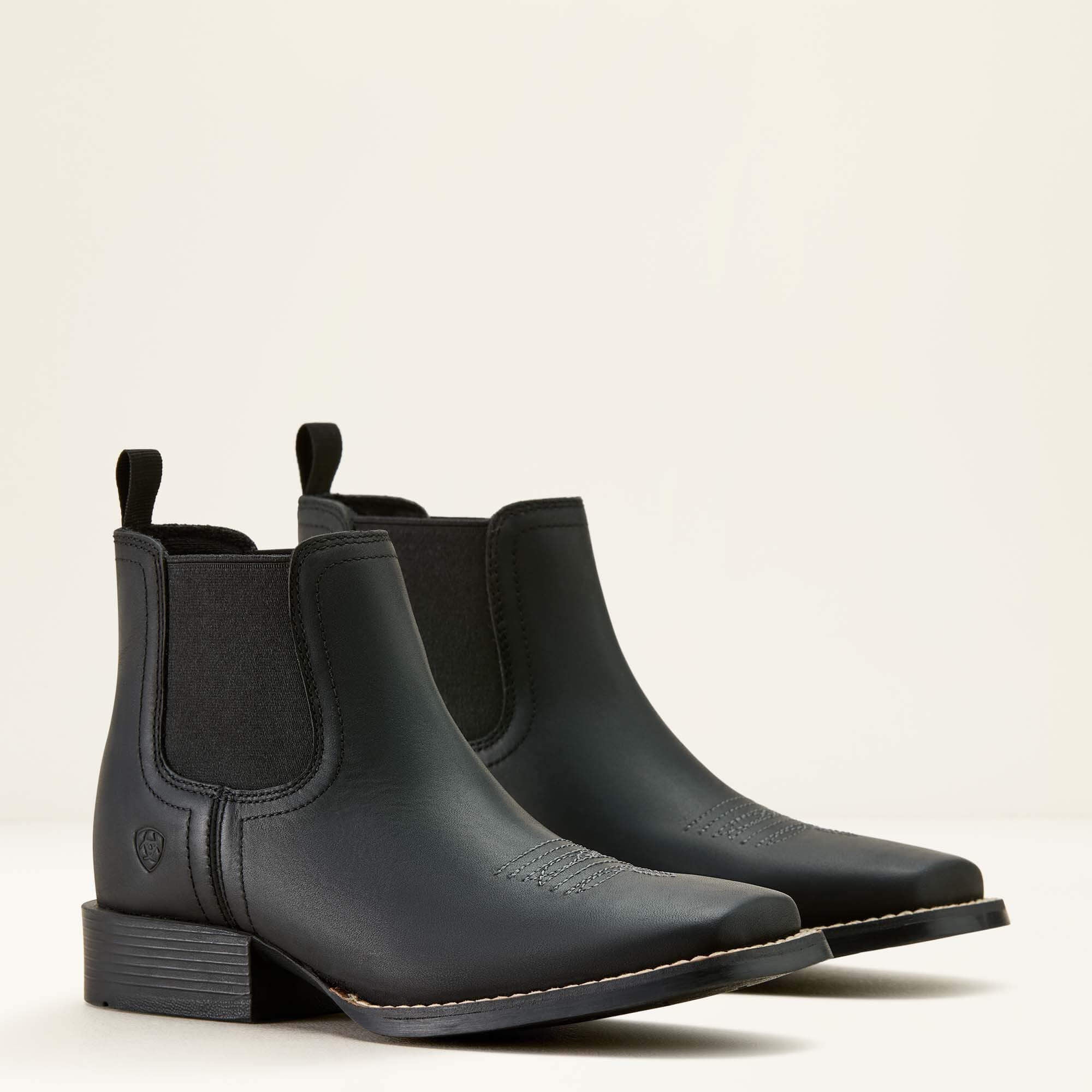 Booker Chelsea Wide Square Toe Western Boot Kids - TRICORN BLACK