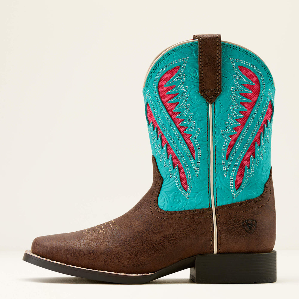 Quickdraw VentTEK Western Boot Kids - RICH CLAY/TURQUOISE FLORAL EMBOSS