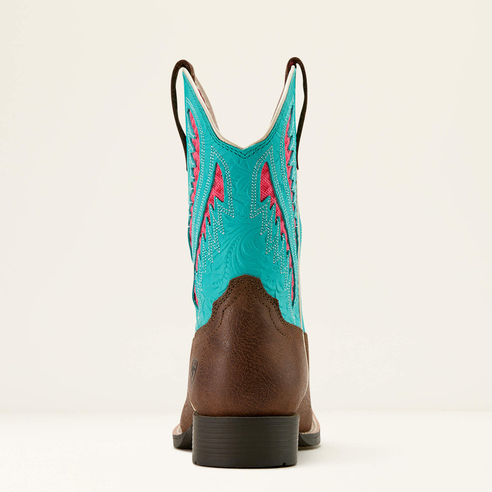 Quickdraw VentTEK Western Boot Kids - RICH CLAY/TURQUOISE FLORAL EMBOSS
