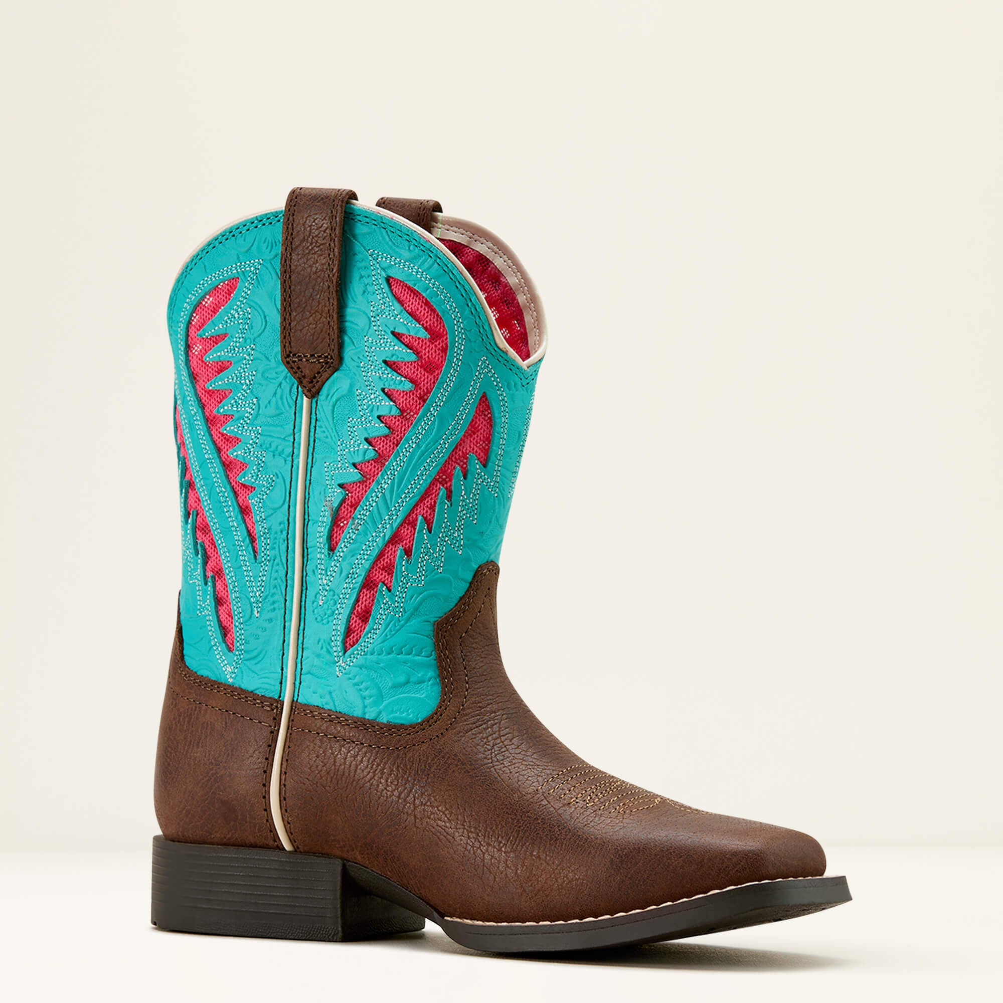 Quickdraw VentTEK Western Boot Kids - RICH CLAY/TURQUOISE FLORAL EMBOSS