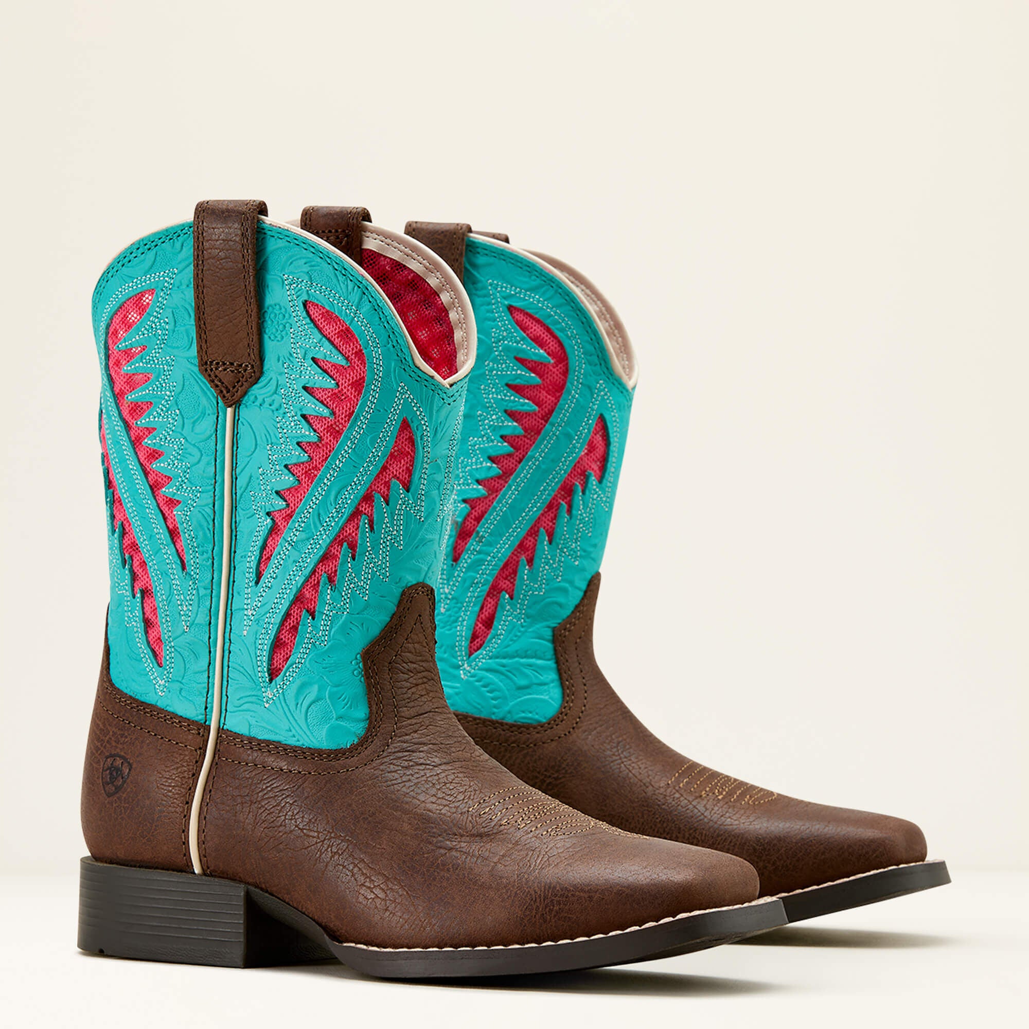 Quickdraw VentTEK Western Boot Kids - RICH CLAY/TURQUOISE FLORAL EMBOSS